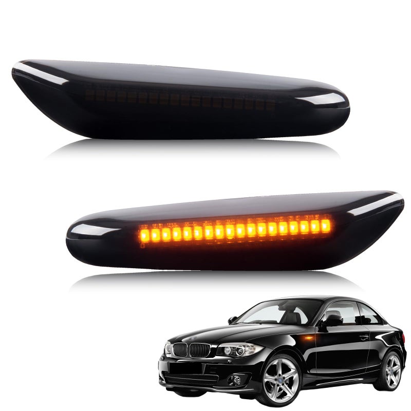 Gempro أضواء إشارة الانعطاف الجانبية LED كهرماني من جيمبرو - عبوة 2 مع عدسة دخانية لسيارات بي إم دبليو E90 E91 E92 E93 E46 E53 E60 E61 X3 E83 X1 E84 E81 E82 E87 E88 - Image 1